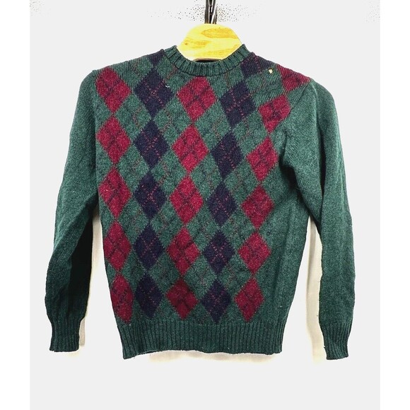 Vtg 70s Brooks Brothers Shetland Wool Sweater Knit in SCOTLAND Crewneck 42 Green